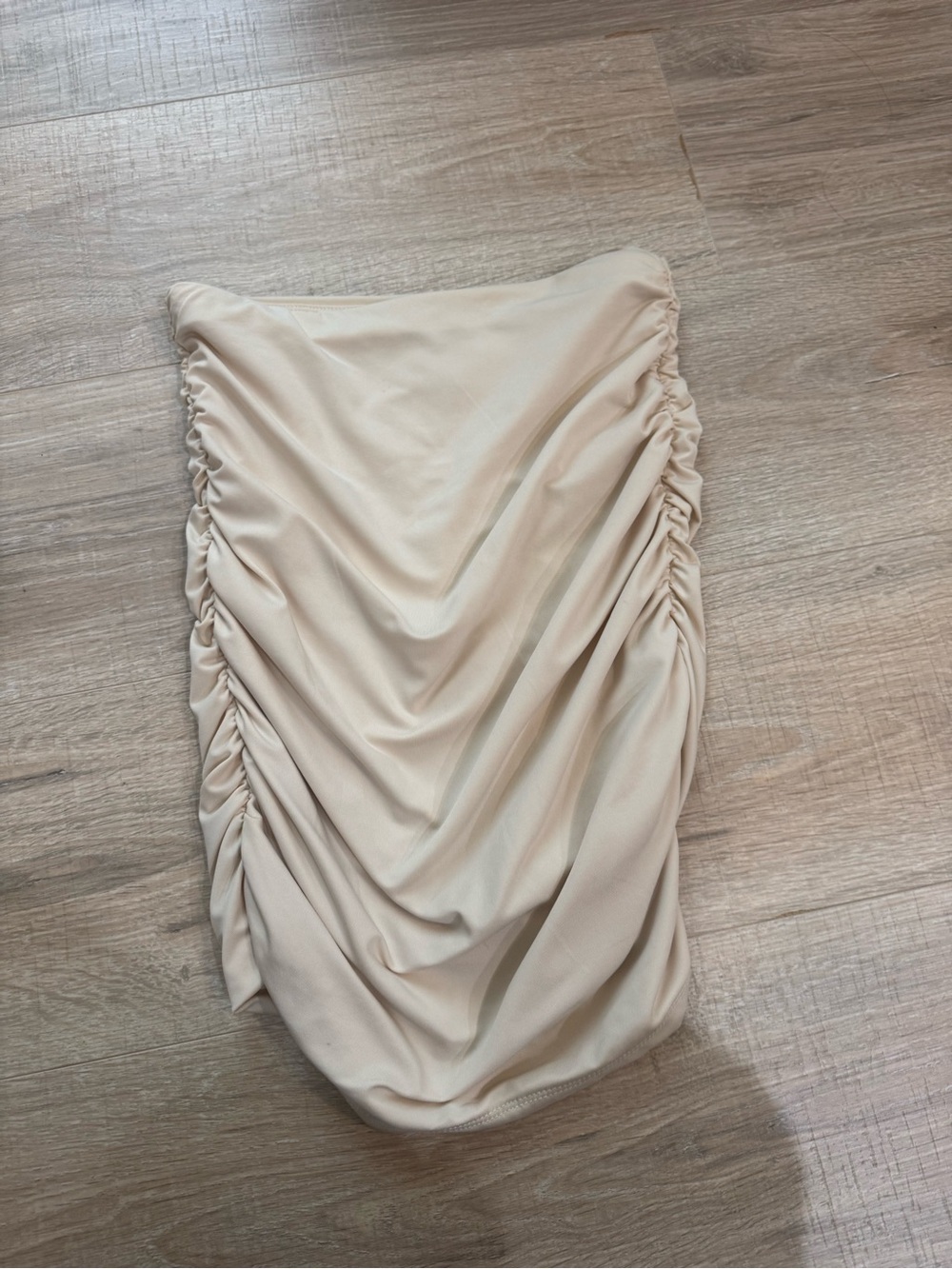Streetwear Society Ruched Cream Mini Skirt